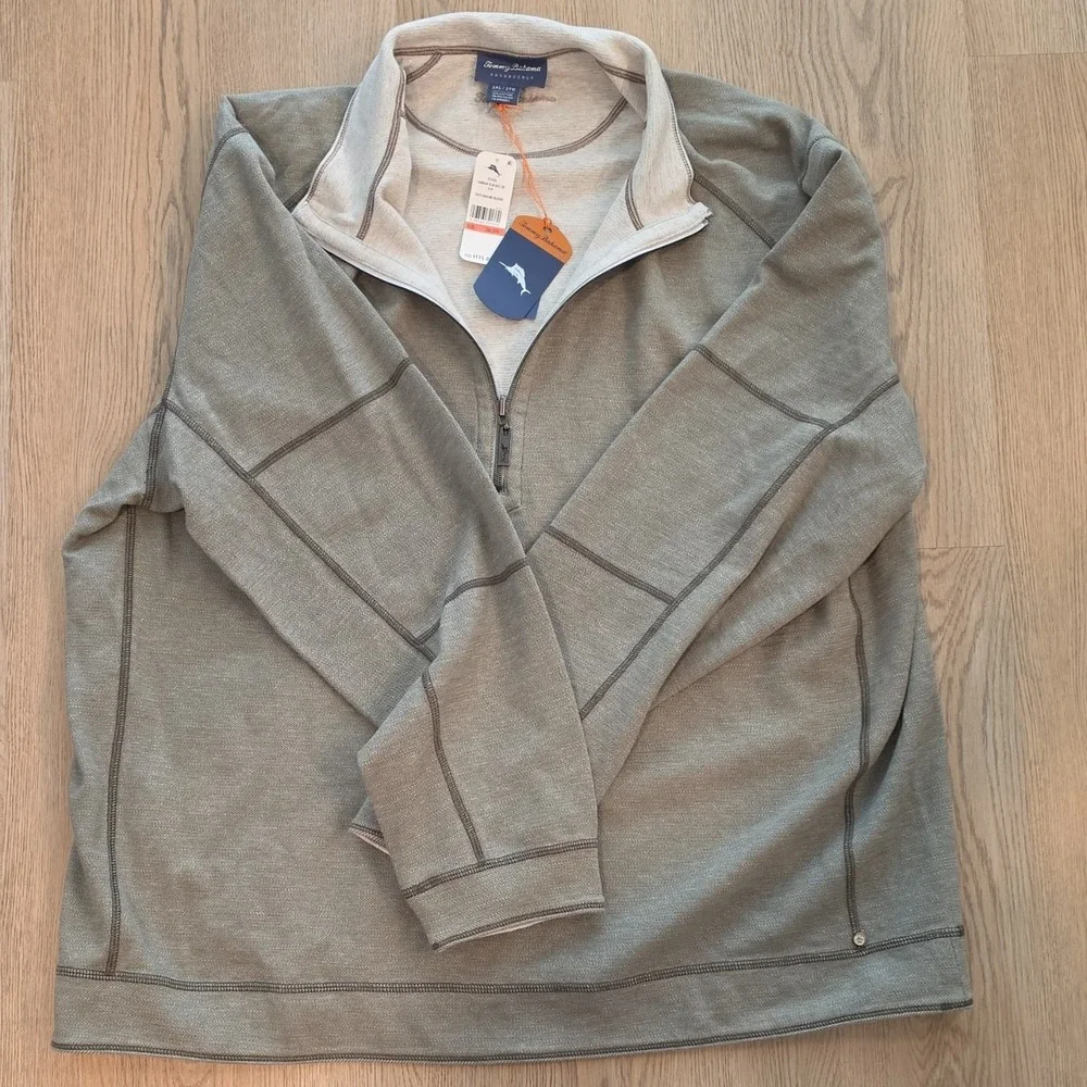 Tommy Bahama‎ Mens 3XL Sandbar Slub Half Zip Flip Reversible Pullover T217424